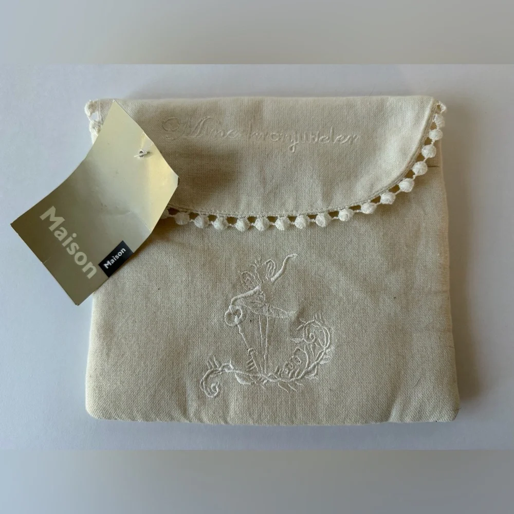 Madison Ivory Embroidered‎ Cosmetic Bag